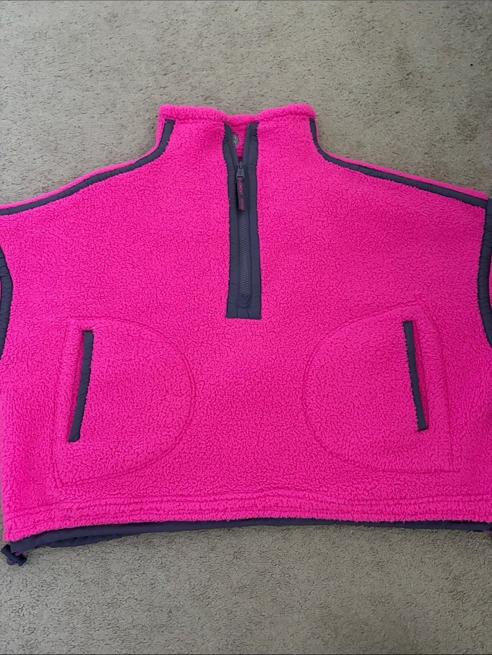Free People Hot Pink Sherpa Half-Zip Pullover